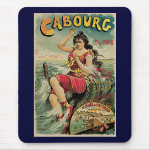 Cabourg, France Beach Resort, Vintage Travel Art Mouse Pad