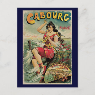 Cabourg, France Beach Resort, Vintage Travel Art Postcard
