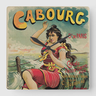 Cabourg, France Beach Resort, Vintage Travel Art Square Wall Clock