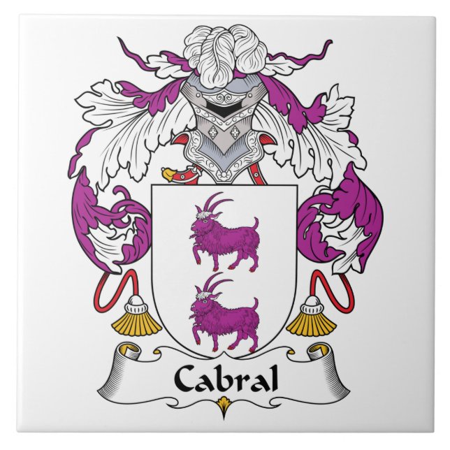 Cabral Family Crest Ceramic Tile (Front)