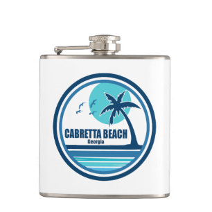 Cabretta Beach Georgia Palm Tree Birds Flask