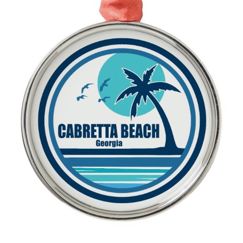 Cabretta Beach Georgia Palm Tree Birds Metal Ornament
