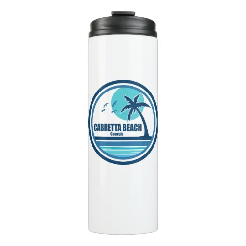 Cabretta Beach Georgia Palm Tree Birds Thermal Tumbler