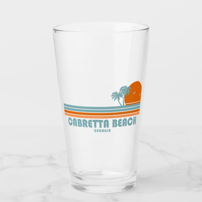 Cabretta Beach Sapelo Island Georgia Sun Palm Tree Glass (Front)