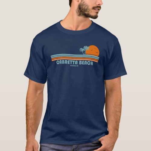 Cabretta Beach Sapelo Island Georgia Sun Palm Tree T_Shirt
