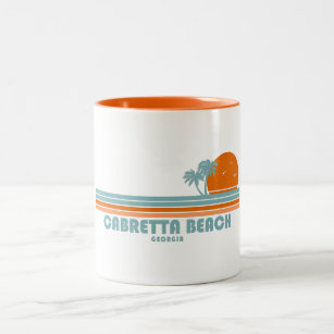 Cabretta Beach Sapelo Island Georgia Sun Palm Tree Two-Tone Coffee Mug