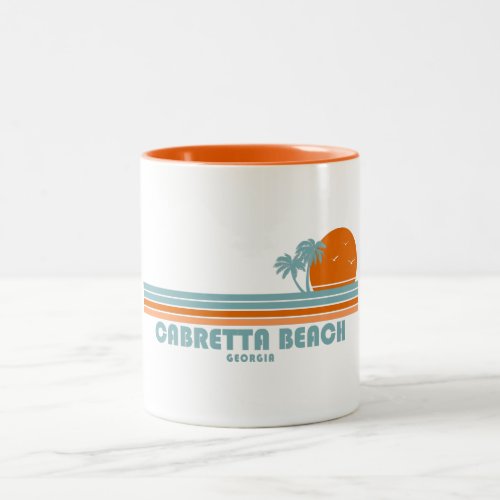 Cabretta Beach Sapelo Island Georgia Sun Palm Tree Two_Tone Coffee Mug