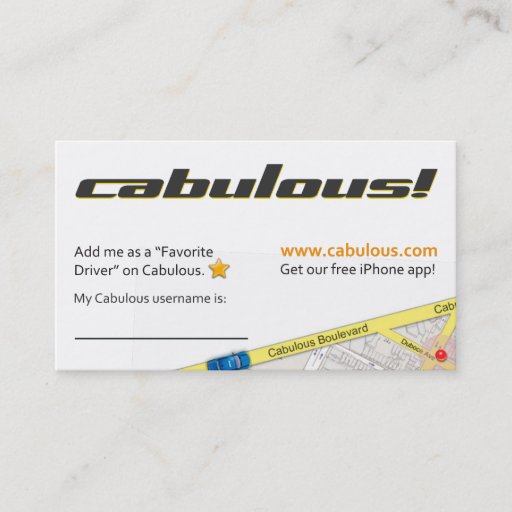 Customizable Cabulous Business Card for Drivers
