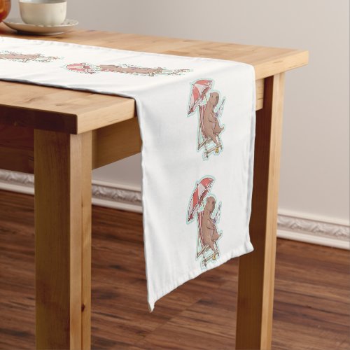 CABYBARA  ON A DECK CHAIR SHORT TABLE RUNNER