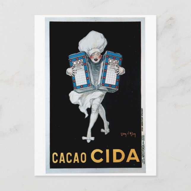 Cacao Cida Vintage Food Ad Art Postcard (Front)