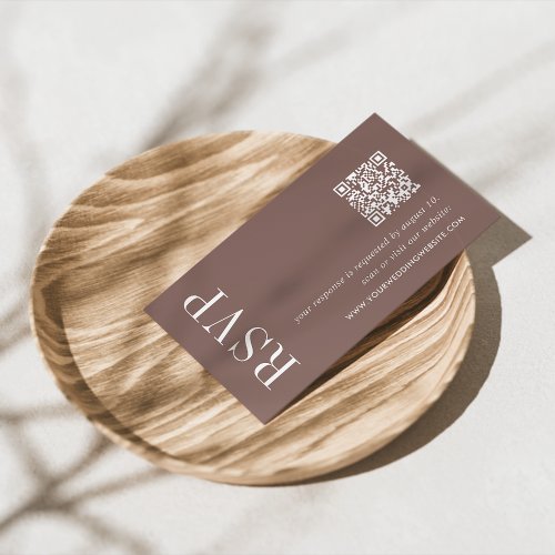 Cacao Earth Tone Wedding QR Code RSVP Enclosure Card