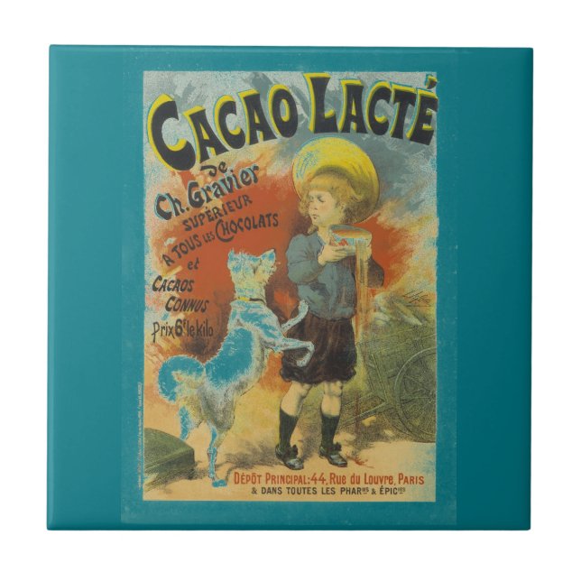 Cacao Lacte Aus Tous Le Choclat Chocolate French Ceramic Tile (Front)