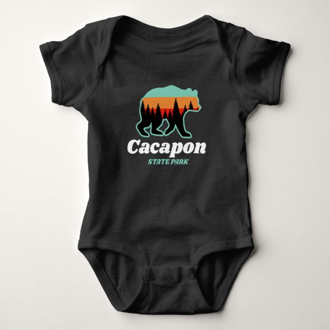 Cacapon Resort State Park West Virginia Bear Retro Baby Bodysuit (Front)