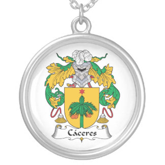 Caceres Family Crest Silver Plated Necklace