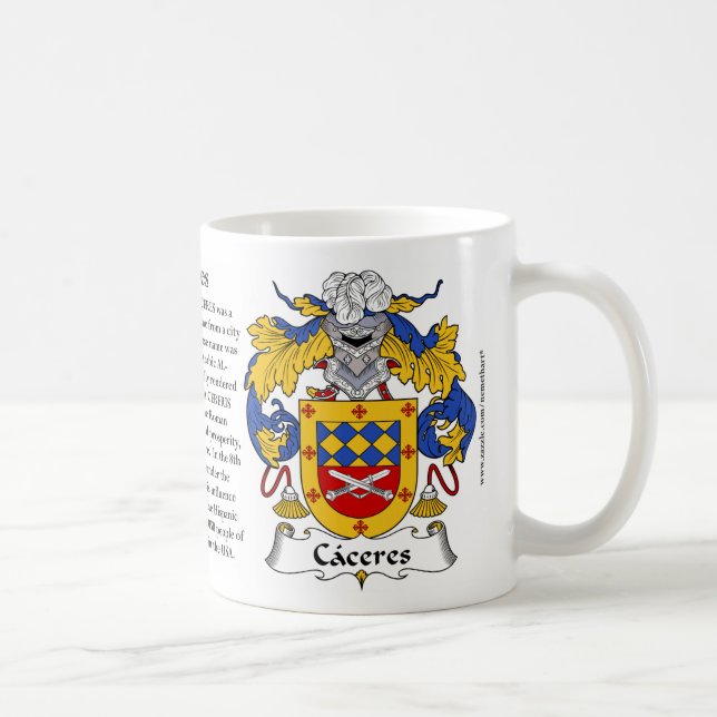 Caceres, the Origin, the Meaning and the Crest Coffee Mug (Right)