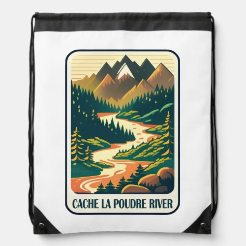 Cache la Poudre River Colorado Colors Drawstring Bag