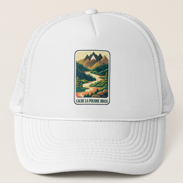 Cache la Poudre River Colorado Colors Trucker Hat (Front)