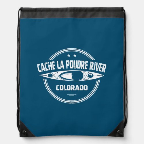 Cache la Poudre River Colorado Kayaking Drawstring Bag