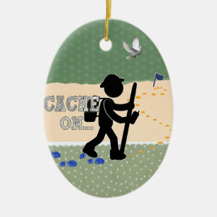 CACHE ON! GEOCACHER CERAMIC ORNAMENT
