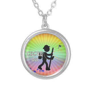CACHE ON! GEOCACHER SILVER PLATED NECKLACE