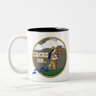 CACHE ON GIRL BLACK GEOCACHING ZAZ Two-Tone COFFEE MUG