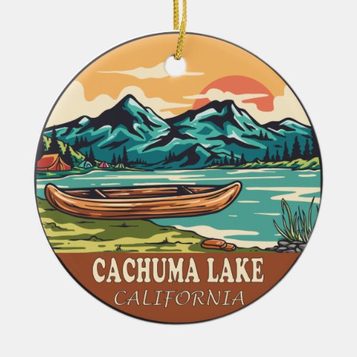 Cachuma Lake California Boating Fishing Emblem Ceramic Ornament