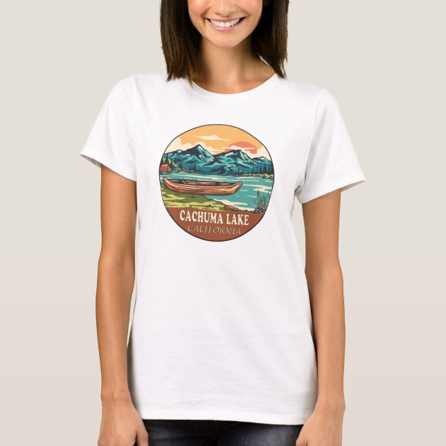 Cachuma Lake California Boating Fishing Emblem T-Shirt (Front)