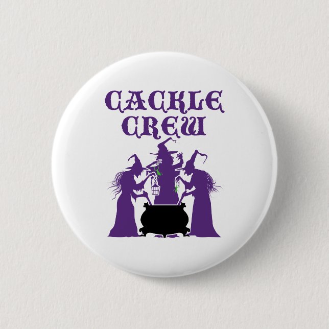 Cackle Crew Medieval Halloween Witch Witches Button (Front)