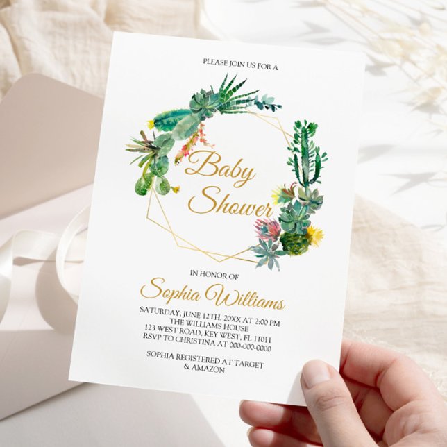 Cacti and Flowers Baby Shower Invitation (Creator Uploaded)