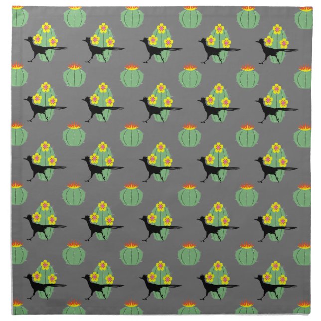 Cacti And Roadrunners Cloth Napkin (Front)