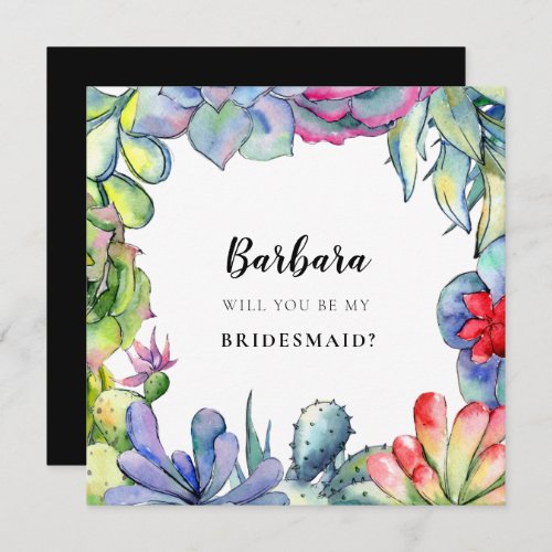 Cacti and succulents Bridesmaid proposal card