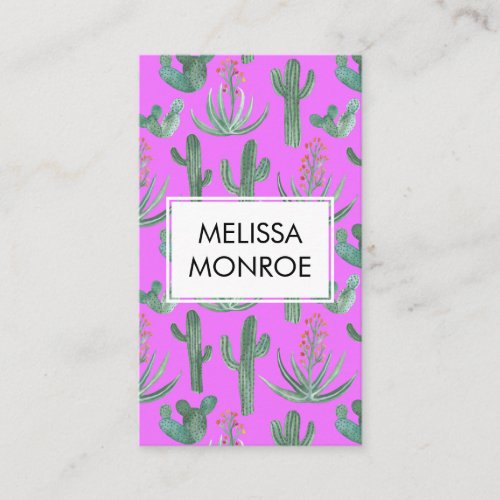 Cacti and Succulents desert illustrated watercolor Business Card