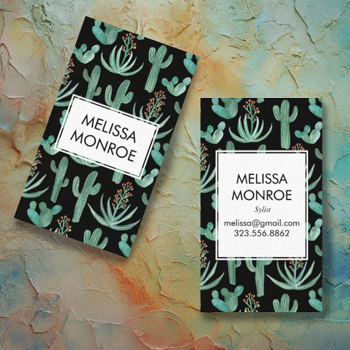 Cacti and Succulents desert illustrated watercolor Business Card