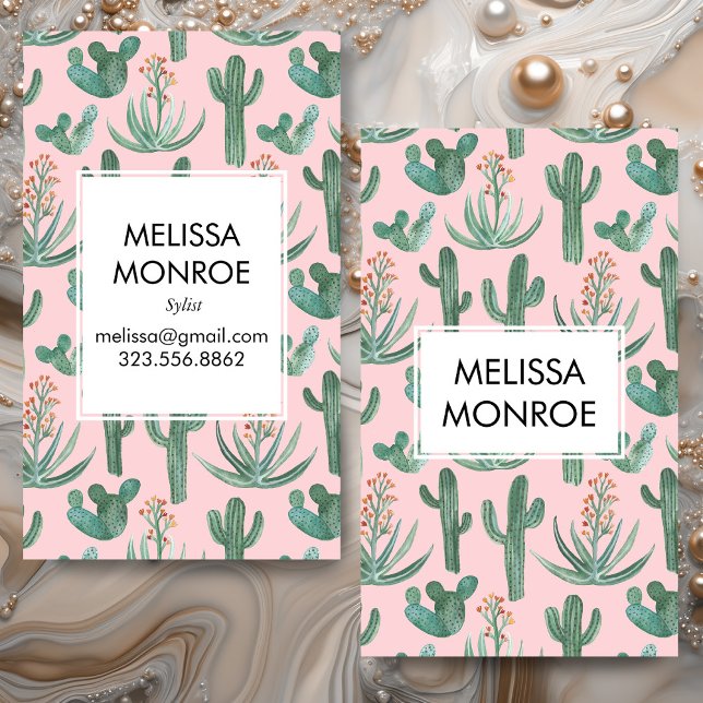 Cacti and Succulents desert illustrated watercolor Business Card (Cacti and Succulents desert illustrated watercolor Custom Business Card
)