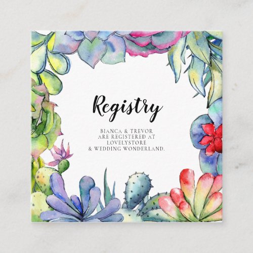 Cacti and succulents wedding registry card