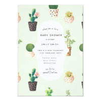 Cacti Baby Shower Invites Watercolor Succulents