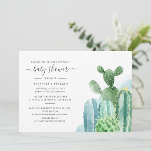 Cacti Botanical Succulent Couples Baby Shower Invitation