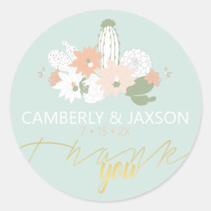 Cacti Cactus Theme Wedding Customizable Thank You Classic Round Sticker