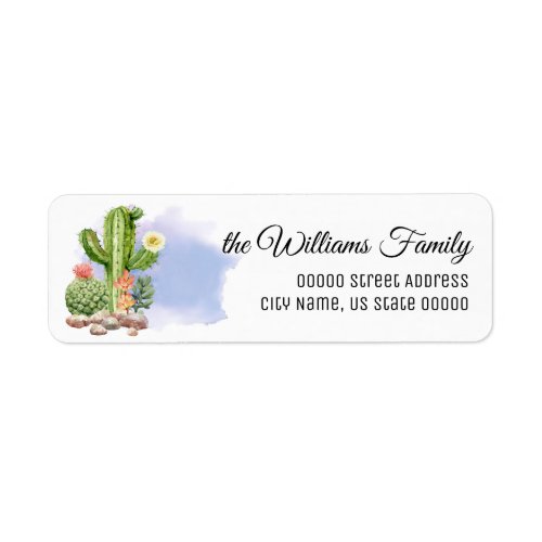 Cacti Cactus Watercolor Flower Return Adress Label