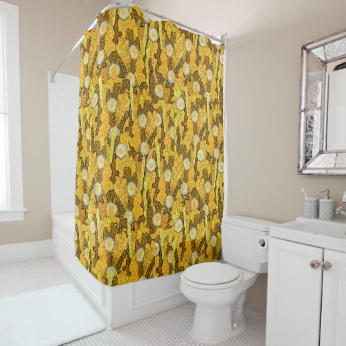 Cacti Camouflage Succulent Bloom Floral Pattern Shower Curtain