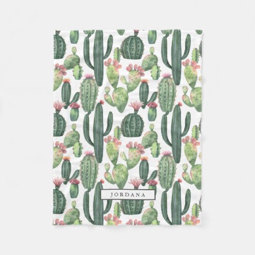 Cacti Desert Theme Personalized Fleece Blanket