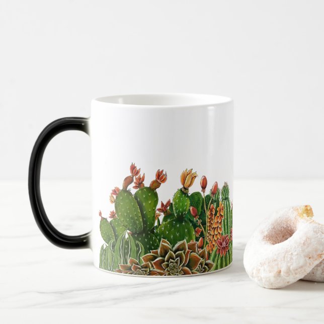 cacti Design Color Morph Mug (With Donut)