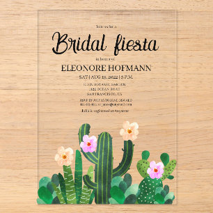 Cacti flowers Bridal Fiesta Acrylic Invitations