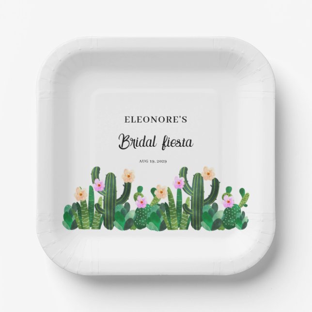 Cacti flowers  Bridal Fiesta  Paper Plates (Front)
