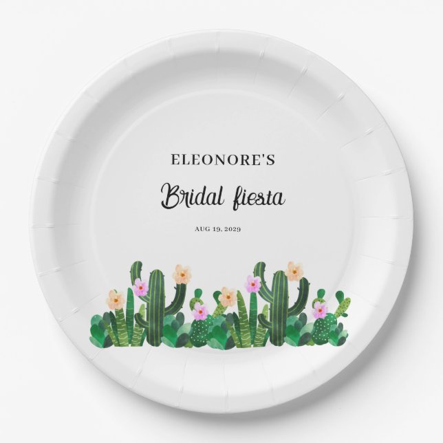 Cacti flowers  Bridal Fiesta  Paper Plates (Front)
