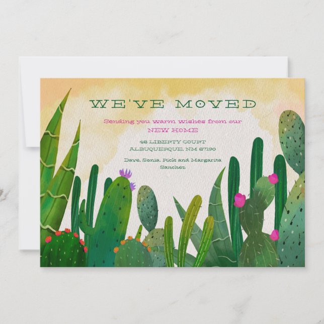 Cacti Garden Moving Announcement Card (Front)