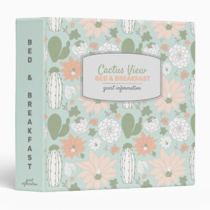 Cacti Green Peach Bed Breakfast Guest Information 3 Ring Binder