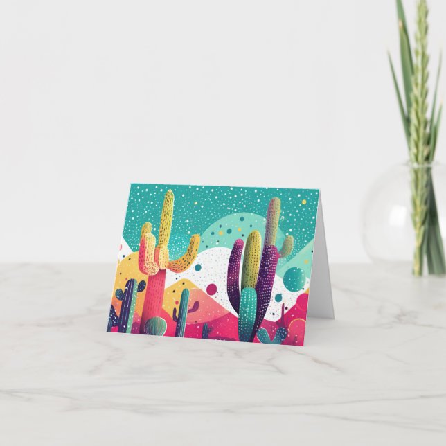 Cacti in vibrant colors note card (Front)