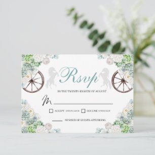 Cacti Mint Green Western Quinceanera RSVP Card