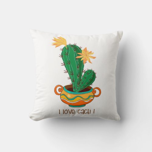 Cacti My Love Desert Cactus Cool Plant Lady Heart Throw Pillow